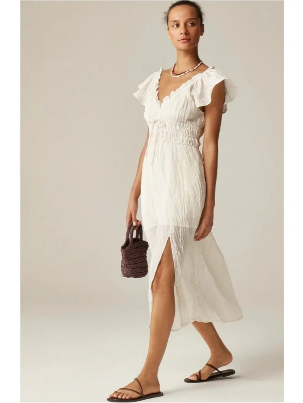 J. Crew Palermo Dress in Viscose-Blend Crinkle